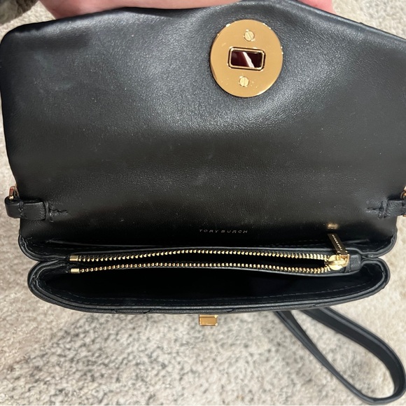 NWOT Tory Burch Kira Chevron Chain Wallet Black Crossbody Purse with Chain Strap - Picture 12 of 13